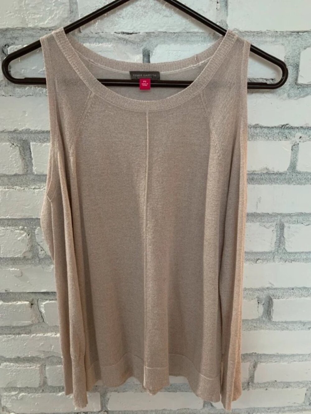 Vince Camuto Metallic Knit Top Petite Small